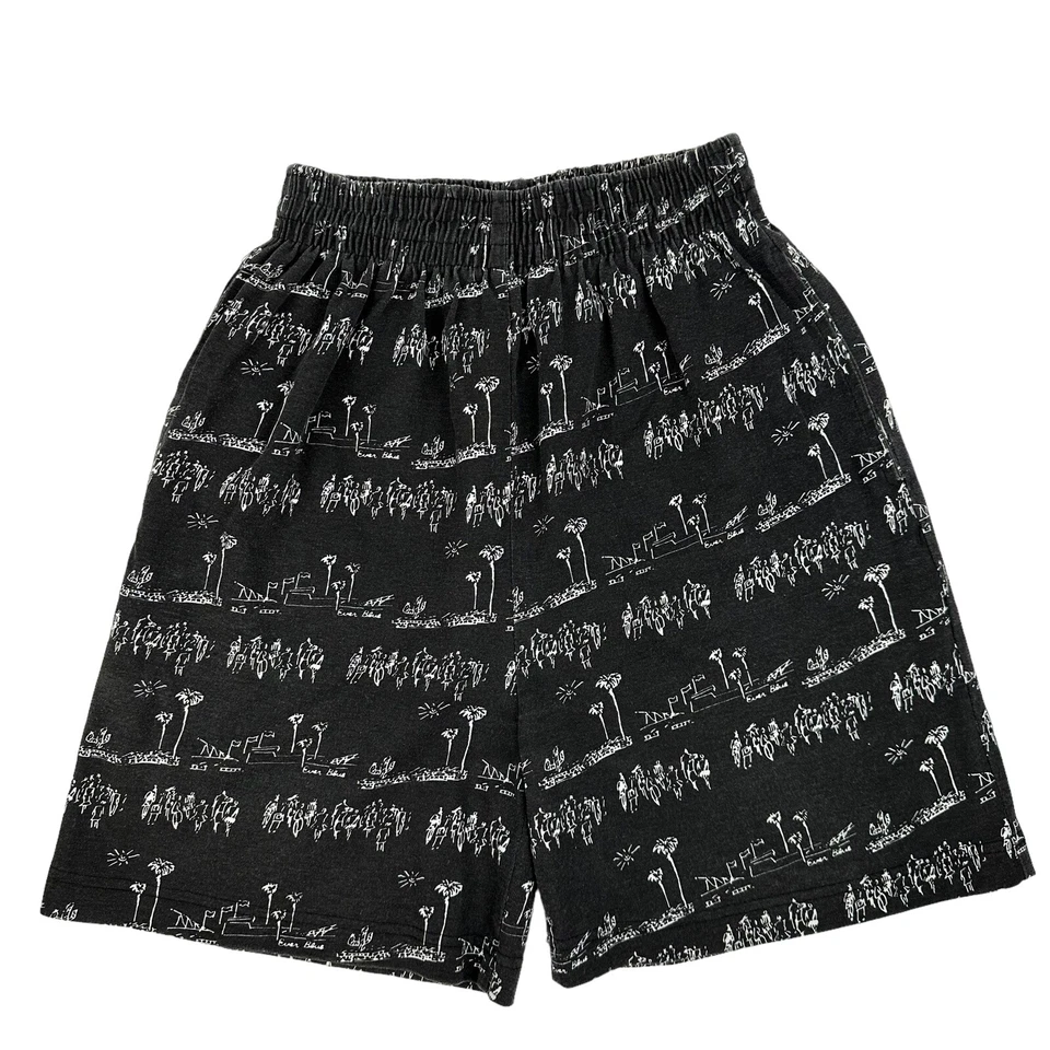 Pantalones Cortos Vintage Años 80 Estampado Completo Playa Cintura Alta Talla Pequeña Hechos en EE. UU. Foto 2 de 4