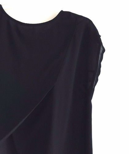 Pullover Very J Mujer Talla S Negro Bordado Top Espalda Abierta Transparente Mangas Cap - Imagen 5 de 12