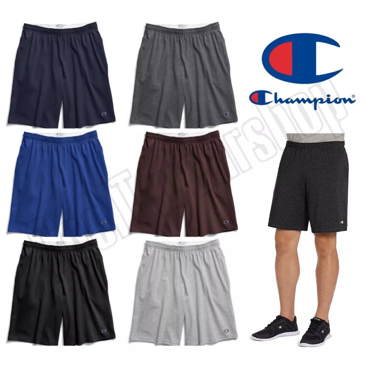 NEW Authentic Champion Men s Cotton Shorts with Pockets 9 inches Inseam