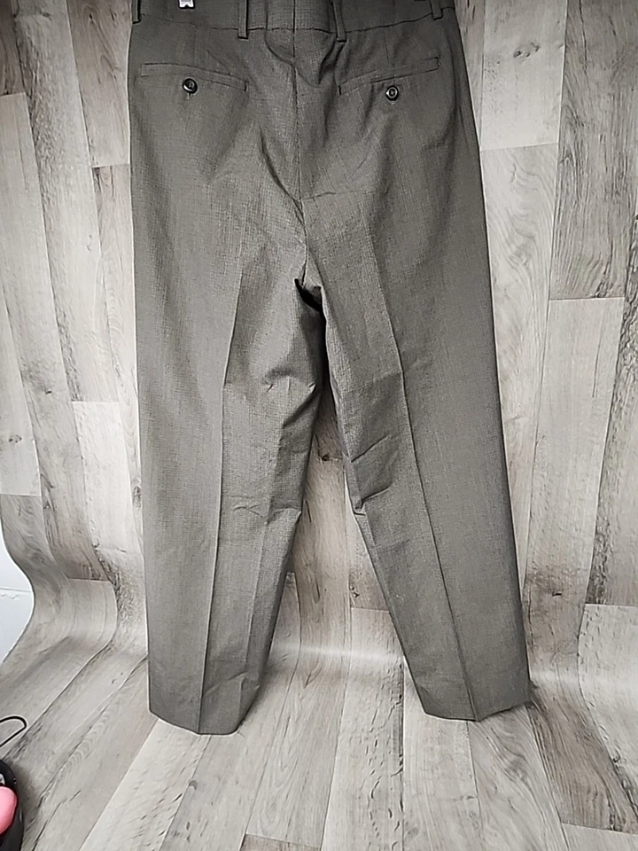 Pantalones de vestir Louis Raphael Rosso rojos para hombre 32 x 30 marrón pata de gallo plisados Foto 4 de 4