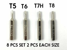 Torx micro 4mm Hex Screwdriver Bits: T5, T6, T7, T8 - 8 Bits 2 Pcs each