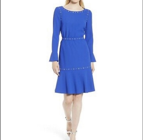 BOSS Hugo Boss Henryke Silver Grommet Belted Dress Sz 10 - 第 1/8 張圖片