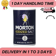 Morton Iodized Salt Round Can 26oz / 1.625 lb / 737g Sealed New