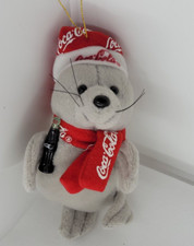 Coca-Cola Christmas Ornament Seal 6 Plush Hanging 1998 Coke Bottle Rare