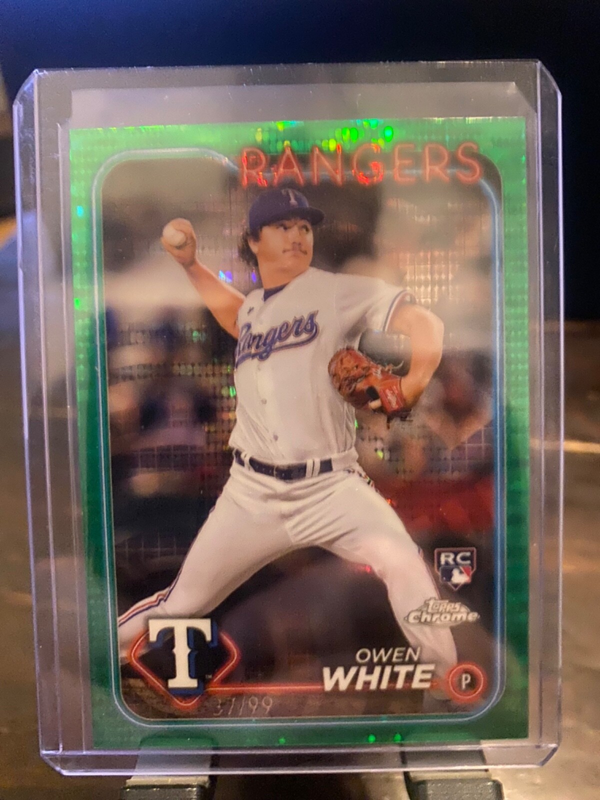 2024 Topps Chrome - Green Sonar Refractor #211 Owen White /99 (RC)