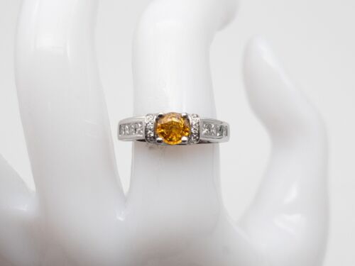 TOLKOWSKI $4000 2ct Natural Padparadscha Sapphire Diamond 14k White Gold Ring - Zdjęcie 1 z 8