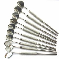 10 Pcs Stainless Steel Dental Mouth Mirror With 4 Reflector Handle Instrument