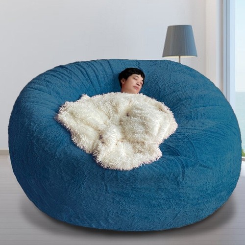 fluffy blue bean bag