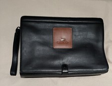Alligator Cartelo Clutch Black Leather Fold Over Purse w/wristlet 11" x 8" x 2"