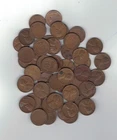 Roll Of 50 Lincoln Wheat Cent Pennies 1909-1958  Fine to Very Fine Condition.