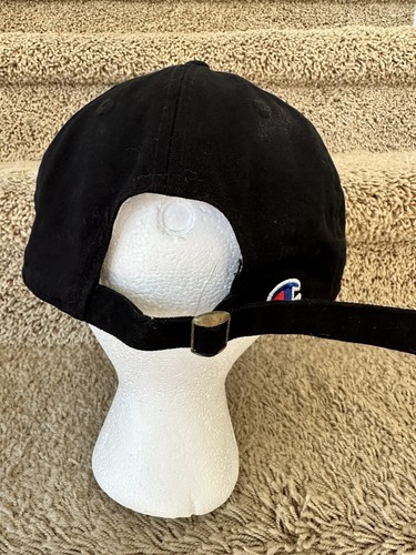 Champion Strapback Hat Black Logo Spellout Adjustable Baseball Cap Unisex - Picture 5 of 7