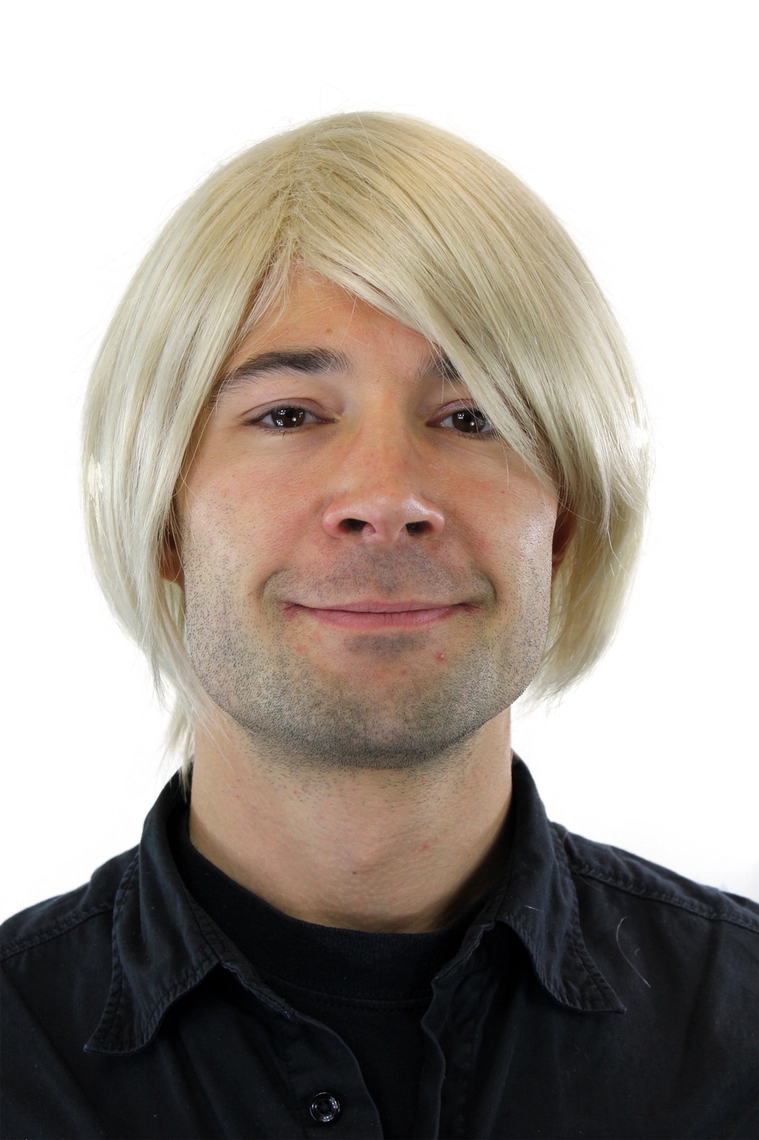 Blonde Stripe Half-Long Wig for Men 25CM GFW895-22