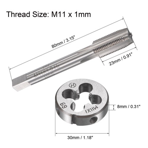 M11 x 1mm Metrico Maschiatura e Dado Set HSS Macchina Filo Vite - Photo 2/6