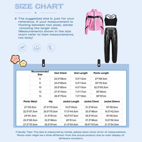 Kids Girls Jacket Dancewear Dance Outfits Fashion Sports Set Criss Cross Back - Picture 26 of 48