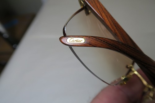 VINTAGE CARTIER RIMLESS BUBINGA WOOD EYEGLASSES 19-I40 - Picture 12 of 14