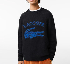 NWT LACOSTE Men's Black Alpaca Wool Sweater Size M 240 