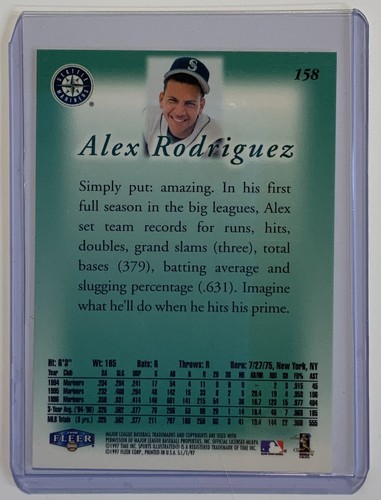 1997 Fleer Sports Illustrated ALEX RODRIGUEZ card #158 Seattle Mariners - Picture 4 of 4