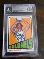 ARTIS GILMORE AUTO SIGNED 1972-73 TOPPS ROOKIE CARD BECKETT BAS SLABBED #180