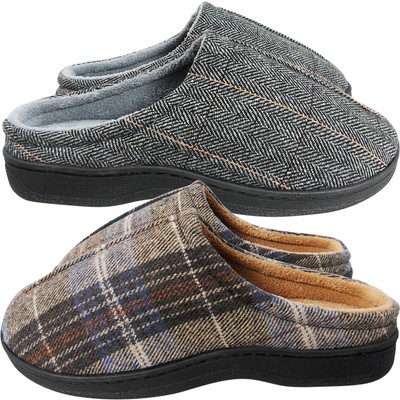 NEW MENS SLIP ON HARD SOLE CHECKED 