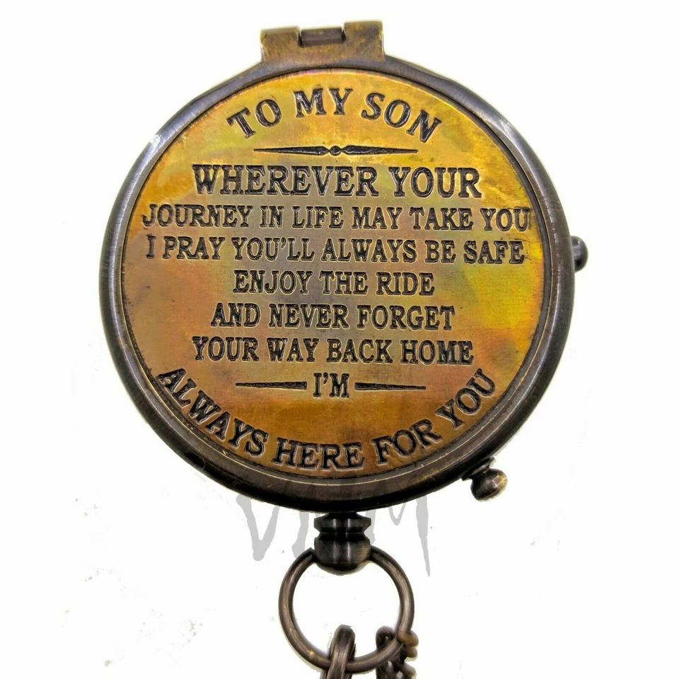 Brújula de latón regalo a mi hijo/regalo náutico para hijo de papá/regalo a hijo de mamá Foto 3 de 4