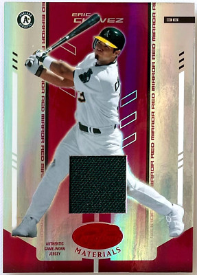 /150 Mirror Red: ERIC CHAVEZ Jersey 2004 Leaf Certified Materials #58, A's /150