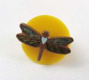 Vintage Signed TL Tiny Painted Dragonfly Figural Lapel Pin Brooch