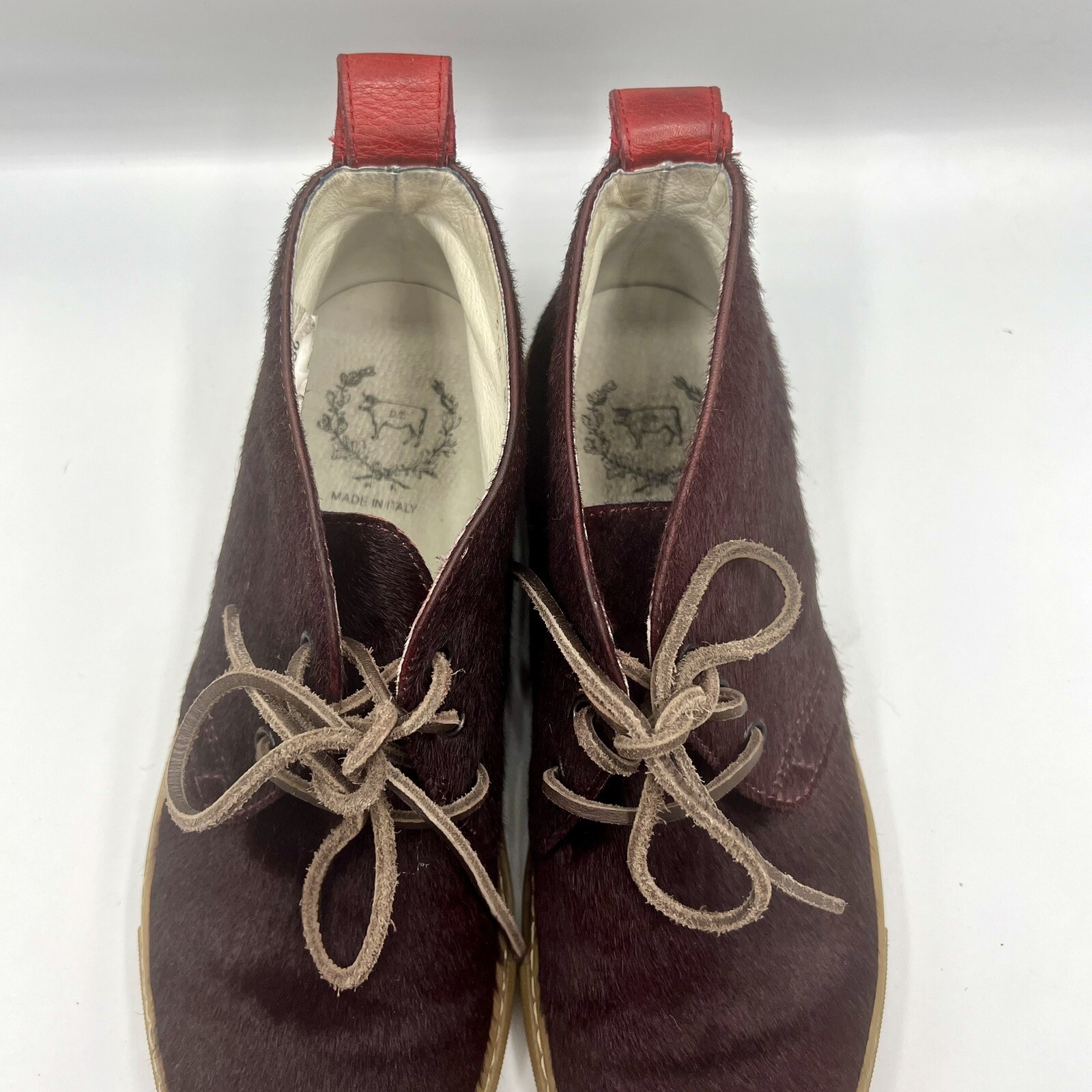 Sneakers Alta Chukka Del Toro Made in Italy Solido Pony Capelli Merlot Taglia 8
