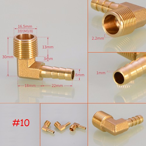 BSP Taper Thread x Hose Tail Elbow 90° Male Thread Brass Fitting Fuel Gas Water - Picture 12 of 26