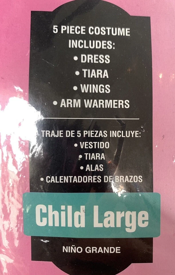 Vestido fantasia Feisty Fairy Pixie rosa preto terno você mesmo - Fantasia infantil -Grande - Imagem 3 de 3