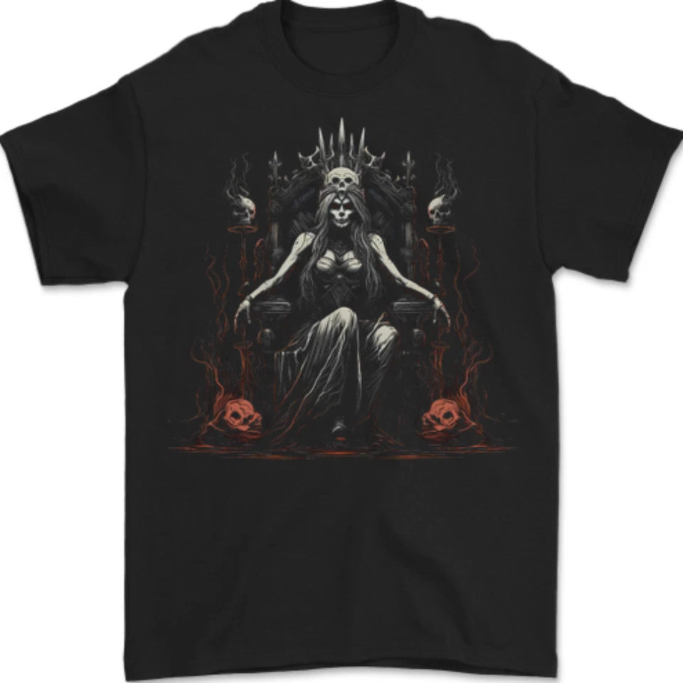 T-Shirt Pour Homme Queen Witch Fantasy Halloween Crânes Démon 100% Coton - Photo 1/1