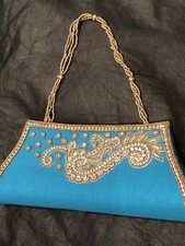 Kopertówka niebieska z detalem z koralików Niebieskie złoto Torebka Mała impreza Ślub Boże Narodzenie 🎄 