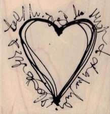 Squiggle Heart 3 x 3" Rubber Stamp, Special Occasion Stamp