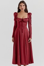House of CB Sebille Ruby Corset Midi Dress Size S-Us 4-6