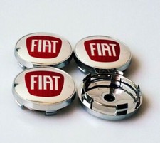 4x 60mm Für Fiat Logo Nabendeckel Radkappen Emblem Felgendeckel Silber Rot Auto