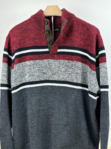 Chaps Herren Pullover L schwerer Strick Henley gestreift Pulli Ski Winter klassisch gebraucht, in einwandfreiem Zustand