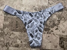 NWT VICTORIA'S SECRET PINK BLUE ICE CREAM CONE THICK SIDE STRAP THONG PANTIES