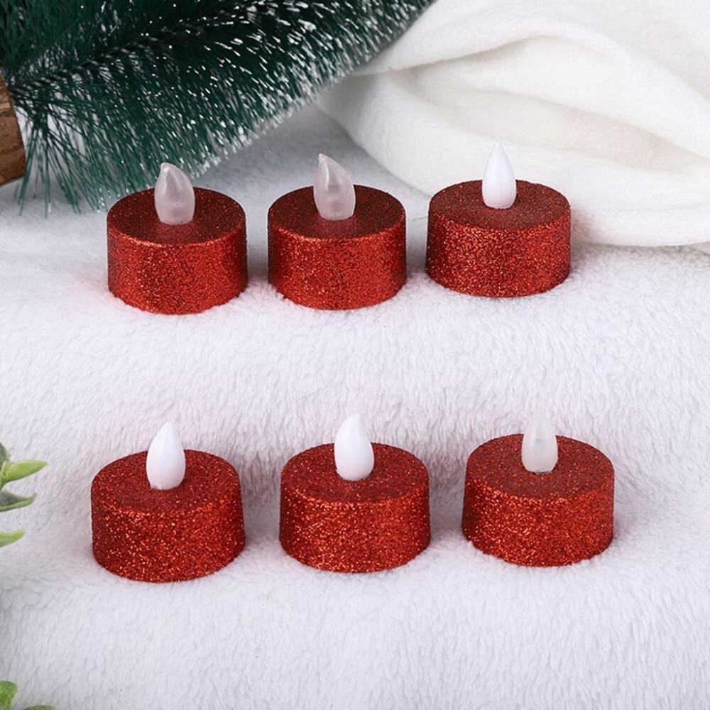 Candles with Glitter Tea Lights Candle LED Lamp Home Decor Flameless