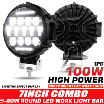 Pair 7inch Round LED Work Lights Hi/Lo Beam Driving Lamps Offroad Truck - Foto 3