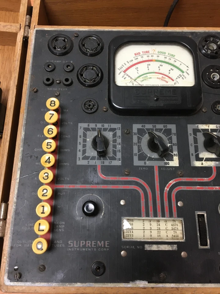 Probador de tubo de vacío modelo 504-A Supreme DE COLECCIÓN para piezas o reparación Foto 3 de 4