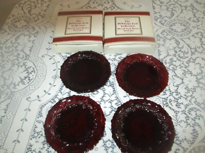 Vintage Avon 1876 Cape Cod Bread and Butter Dish Set (4) Ruby Red NIB'S