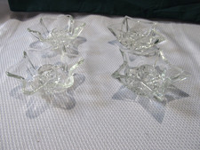 Vintage Star Shaped Clear Glass Candle Holders 2 sets