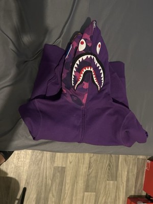 A Bathing Ape Purple Shark Camouflage Full Zip Hooded Men's Fleece Hoodie