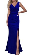 Royal Blue Sleeveless Prom Maxi Mother of the Bride Dress Sz L 10-12 NWT 5