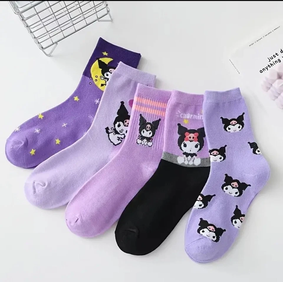 10 pares de calcetines largos con licencia de personajes de anime y dibujos animados Sanrio, unisex, talla única Foto 2 de 4
