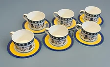 6 Sets MIKASA Firenze Flat Demitasse Cup & Saucers Excellent Condition