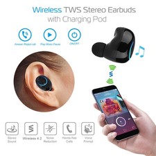 TWS Wireless Stereo Earbuds   Bluetooth V4.2 EDR, Noise  Reducing Mic, 950mAh Cha