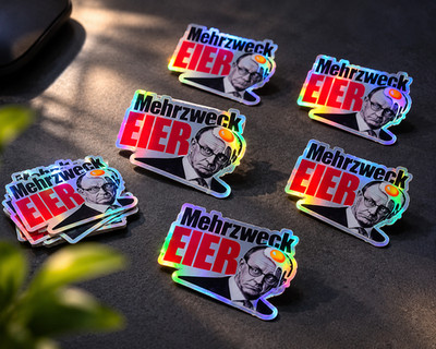 Merz MehrzweckEier Hologramm Sticker Lustiger Meme Aufkleber Wetterfest Grafitti