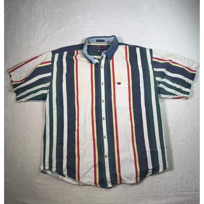 Bugle Boy Classics Vintage Striped Button Up Shirt Mens XL Pure Cotton Retro