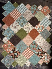 HOMEMADE PATCHWORK FLORAL LAP QUILT SMALL QUILT 50x62 100 COTTON