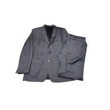 Jos. A. Bank Travelers Collection Gray 100 Wool Suit 42L W34 L32 Tailored Fit